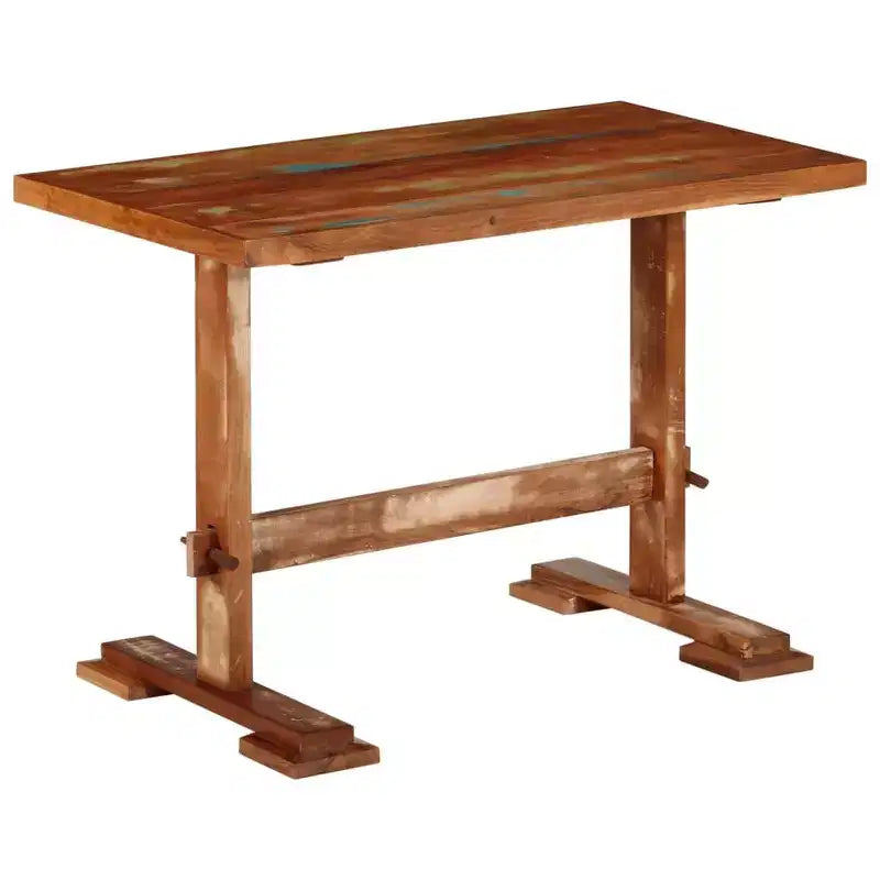 Table à manger en bois recyclé massif multicolore, taille moyenne