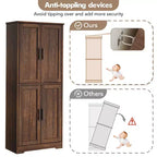 Meuble de rangement haut de cuisine de 178 cm, armoire de rangement autoportante avec étagères réglables, meuble bar à café en bois pour salon