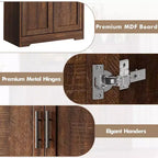 Meuble de rangement haut de cuisine de 178 cm, armoire de rangement autoportante avec étagères réglables, meuble bar à café en bois pour salon