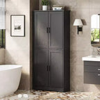 Meuble de rangement haut de cuisine de 178 cm, armoire de rangement autoportante avec étagères réglables, meuble bar à café en bois pour salon
