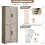 Meuble de rangement haut de cuisine de 178 cm, armoire de rangement autoportante avec étagères réglables, meuble bar à café en bois pour salon