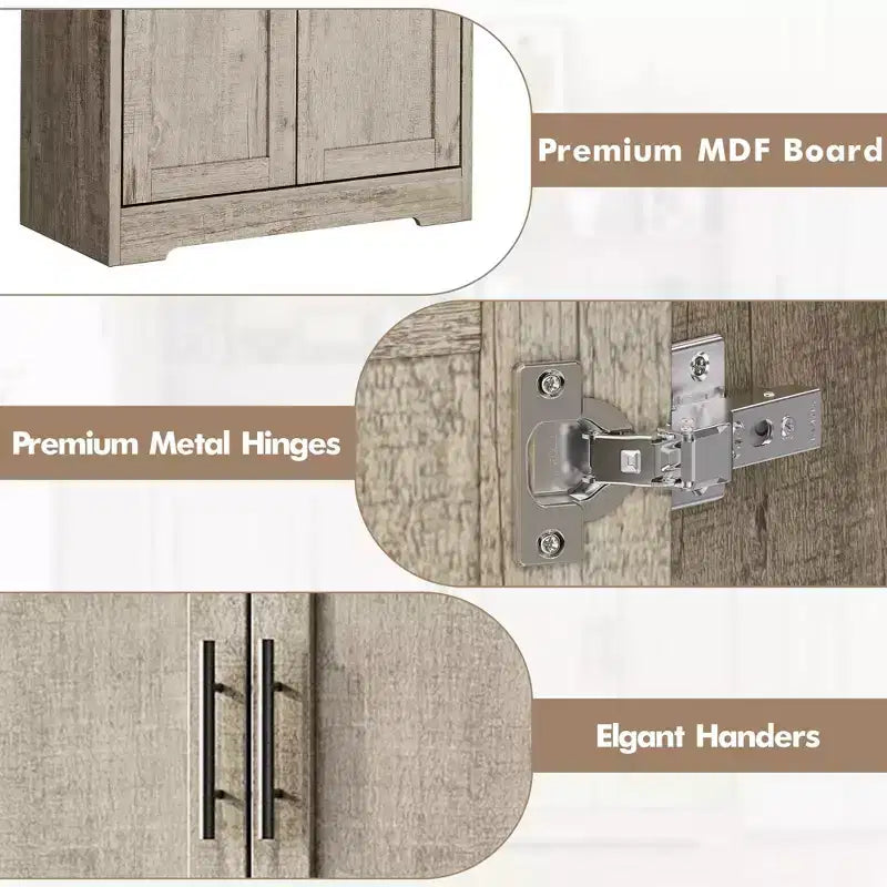 Meuble de rangement haut de cuisine de 178 cm, armoire de rangement autoportante avec étagères réglables, meuble bar à café en bois pour salon