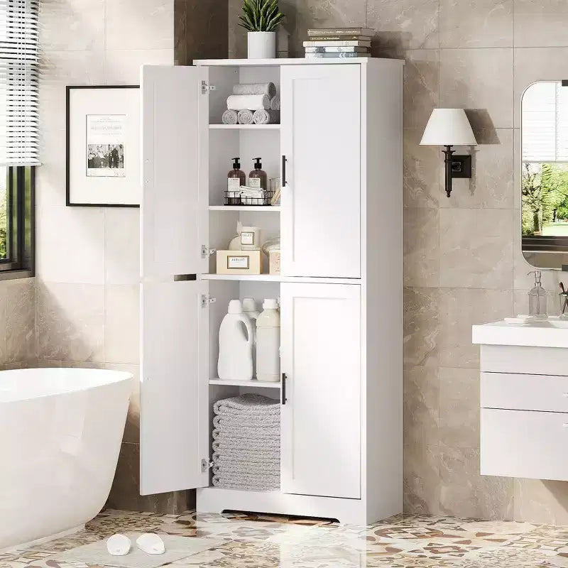 Meuble de rangement haut de cuisine de 178 cm, armoire de rangement autoportante avec étagères réglables, meuble bar à café en bois pour salon