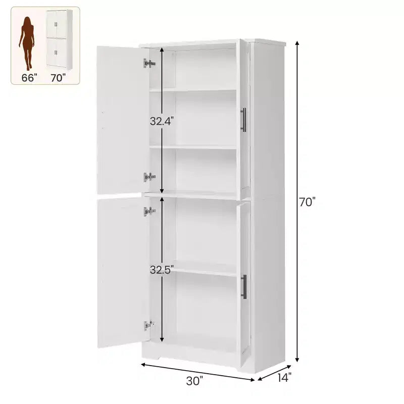 Meuble de rangement haut de cuisine de 178 cm, armoire de rangement autoportante avec étagères réglables, meuble bar à café en bois pour salon