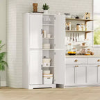 Meuble de rangement haut de cuisine de 178 cm, armoire de rangement autoportante avec étagères réglables, meuble bar à café en bois pour salon