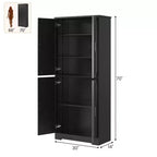 Meuble de rangement haut de cuisine de 178 cm, armoire de rangement autoportante avec étagères réglables, meuble bar à café en bois pour salon