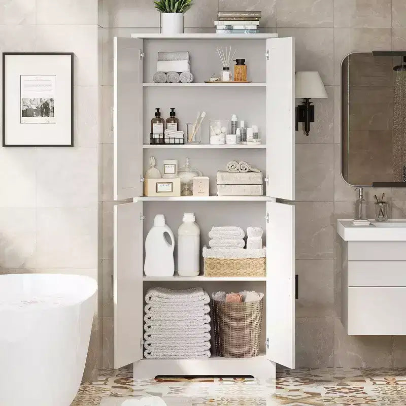 Meuble de rangement haut de cuisine de 178 cm, armoire de rangement autoportante avec étagères réglables, meuble bar à café en bois pour salon