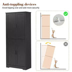 Meuble de rangement haut de cuisine de 178 cm, armoire de rangement autoportante avec étagères réglables, meuble bar à café en bois pour salon