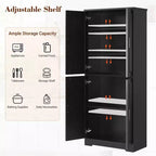 Meuble de rangement haut de cuisine de 178 cm, armoire de rangement autoportante avec étagères réglables, meuble bar à café en bois pour salon