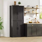 Meuble de rangement haut de cuisine de 178 cm, armoire de rangement autoportante avec étagères réglables, meuble bar à café en bois pour salon