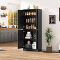 70 Tall Kitchen Pantry Cabinet, Freestanding Cupboard Storage Cabinet with Adjustable Shelves, Wooden Coffee Bar Cabinet for Living Room