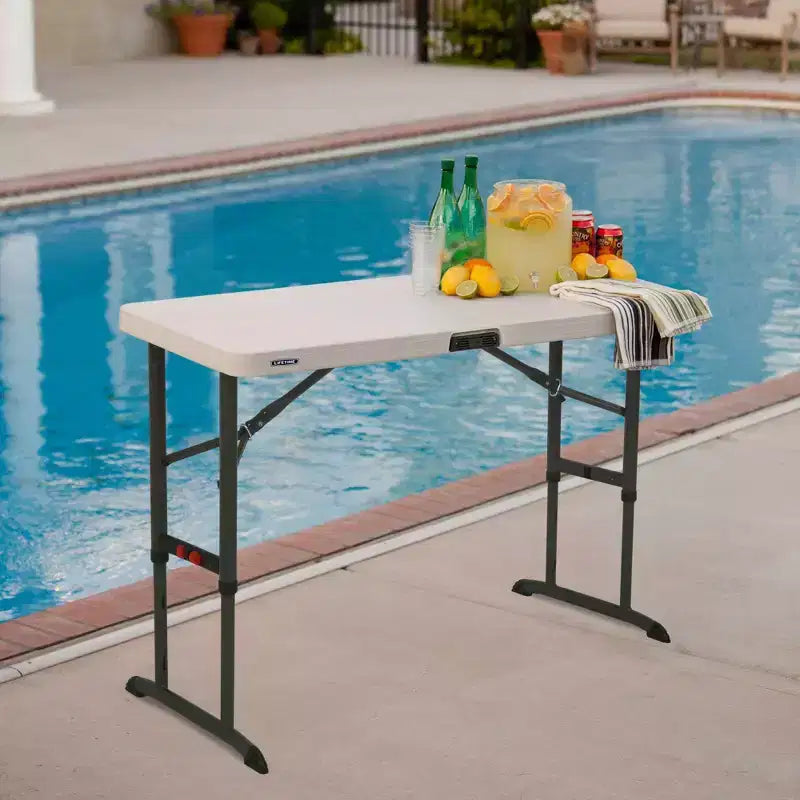 Table pliante de qualité commerciale à hauteur réglable de 1,2 m, blanche