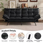 Canapé-lit futon convertible 71", Lin avec coussin détachable et dossier réglable