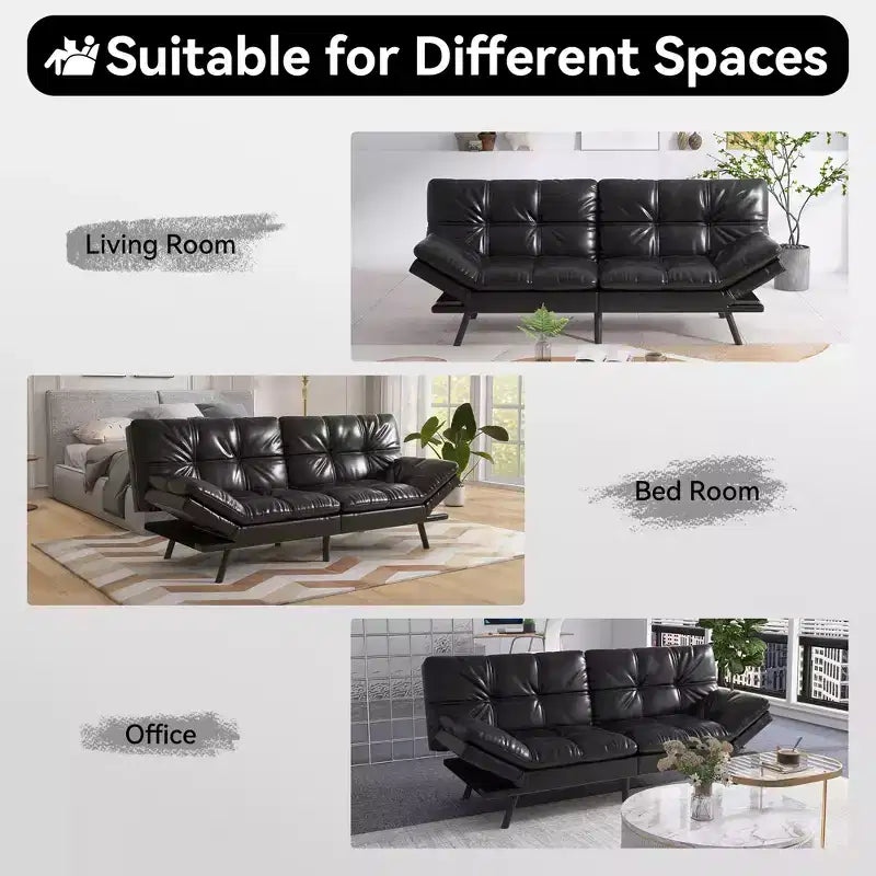 Canapé-lit futon convertible 71", Lin avec coussin détachable et dossier réglable