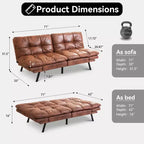 Canapé-lit futon convertible 71", Lin avec coussin détachable et dossier réglable
