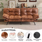 Canapé-lit futon convertible 71", Lin avec coussin détachable et dossier réglable