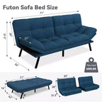 Canapé-lit futon convertible 71", Lin avec coussin détachable et dossier réglable