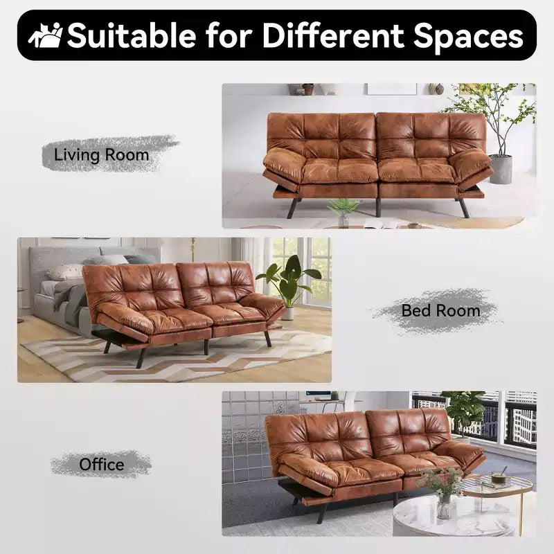 Canapé-lit futon convertible 71", Lin avec coussin détachable et dossier réglable