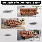 Canapé-lit futon convertible 71", Lin avec coussin détachable et dossier réglable