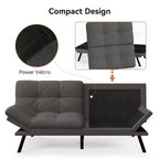 Canapé-lit futon convertible 71", Lin avec coussin détachable et dossier réglable