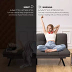 Canapé-lit futon convertible 71", Lin avec coussin détachable et dossier réglable