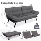 Canapé-lit futon convertible 71", Lin avec coussin détachable et dossier réglable