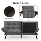 Canapé-lit futon convertible 71", Lin avec coussin détachable et dossier réglable