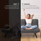 Canapé-lit futon convertible 71", Lin avec coussin détachable et dossier réglable