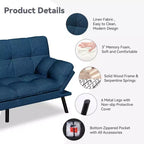 Canapé-lit futon convertible 71", Lin avec coussin détachable et dossier réglable