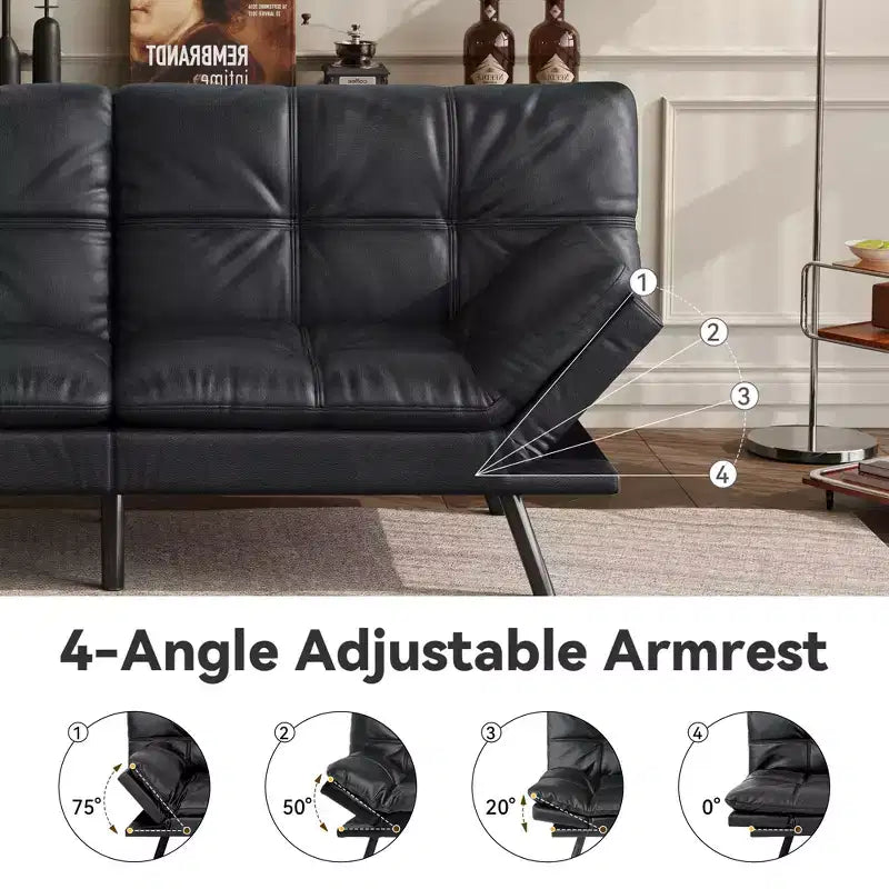 Canapé-lit futon convertible 71", Lin avec coussin détachable et dossier réglable