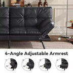 Canapé-lit futon convertible 71", Lin avec coussin détachable et dossier réglable