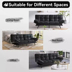 Canapé-lit futon convertible 71", Lin avec coussin détachable et dossier réglable