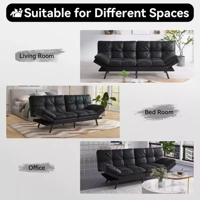 Canapé-lit futon convertible 71", Lin avec coussin détachable et dossier réglable