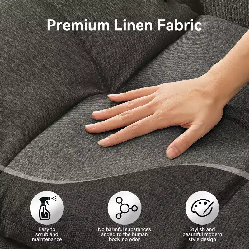 Canapé-lit futon convertible 71", Lin avec coussin détachable et dossier réglable