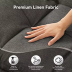 Canapé-lit futon convertible 71", Lin avec coussin détachable et dossier réglable