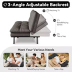 Canapé-lit futon convertible 71", Lin avec coussin détachable et dossier réglable