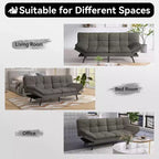 Canapé-lit futon convertible 71", Lin avec coussin détachable et dossier réglable