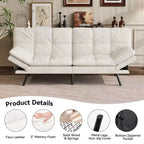 Canapé-lit futon convertible 71", Lin avec coussin détachable et dossier réglable