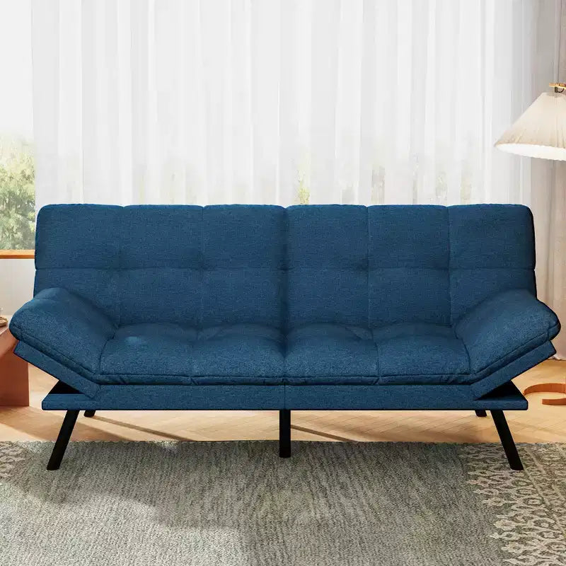 Dyonery 71 Convertible Futon Sofa Bed,Modern Linen Futon Couch with Detachable Cushion,Adjustable Backrest & Armrest