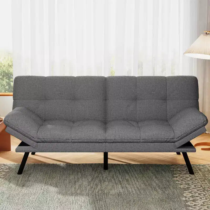 Canapé-lit futon convertible 71", Lin avec coussin détachable et dossier réglable