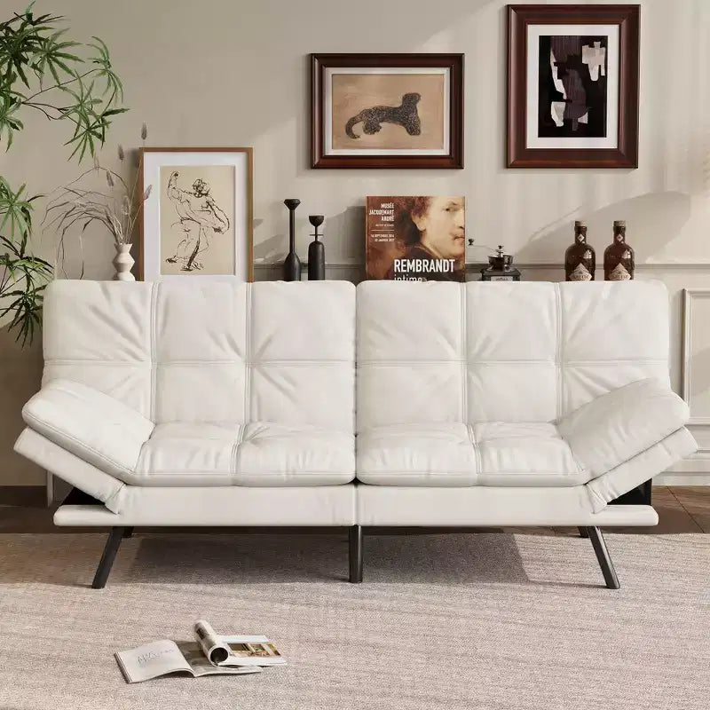 Canapé-lit futon convertible 71", Lin avec coussin détachable et dossier réglable
