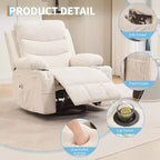 Fauteuil Inclinable de Crèche, Fauteuil à Bascule Inclinable Manuel, Fauteuil Glider Pivotant à 360° avec Porte-gobelet, Fauteuil Inclinable Massant et Chauffant, Fauteuils Canapé Simple d'Intérieur