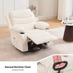 Fauteuil Inclinable de Crèche, Fauteuil à Bascule Inclinable Manuel, Fauteuil Glider Pivotant à 360° avec Porte-gobelet, Fauteuil Inclinable Massant et Chauffant, Fauteuils Canapé Simple d'Intérieur