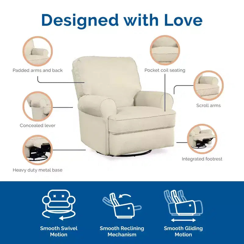 Fauteuil inclinable pivotant et coulissant pour chambre de bébé