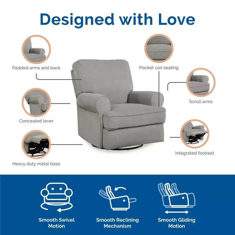 Fauteuil inclinable pivotant et coulissant pour chambre de bébé