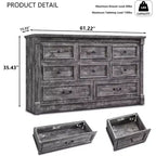 Commode de ferme de 155 cm avec 8 tiroirs et détails en colonnes romaines pour chambre à coucher