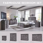 Commode de ferme de 155 cm avec 8 tiroirs et détails en colonnes romaines pour chambre à coucher