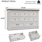 Commode de ferme de 155 cm avec 8 tiroirs et détails en colonnes romaines pour chambre à coucher