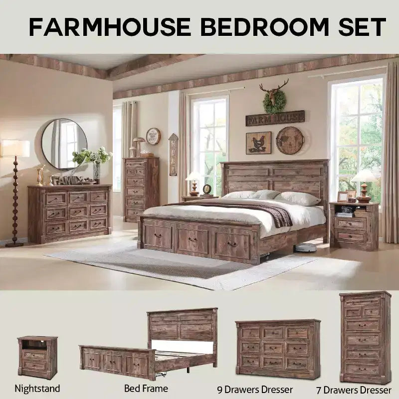 Commode de ferme de 155 cm avec 8 tiroirs et détails en colonnes romaines pour chambre à coucher