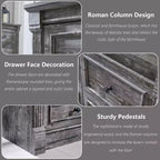 Commode de ferme de 155 cm avec 8 tiroirs et détails en colonnes romaines pour chambre à coucher